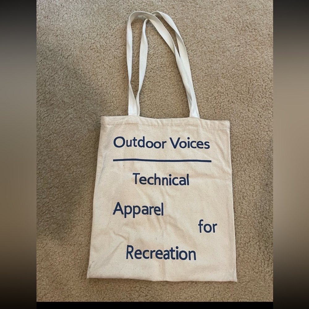 Outdoor voices tote bag in tan color